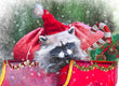 Christmas Card - Raccoon Sleigh 2023 6-pk