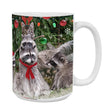 15oz Mug - Christmas Mug - Raccoons and Asio